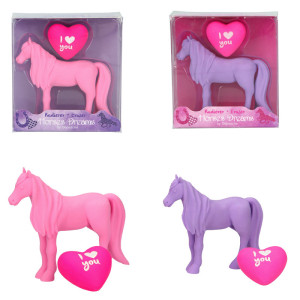 Horses Dreams Hevonen & sydän pyyhekumi setti Vaaleanpunainen