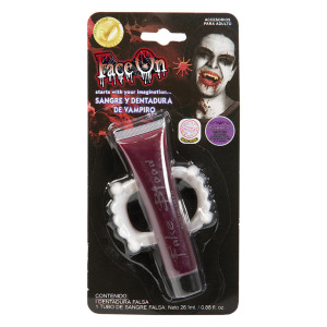 Fakeblod med vampyrtänder