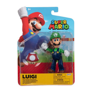 Super Mario Figure 10cm Luigi with Super Mushroom