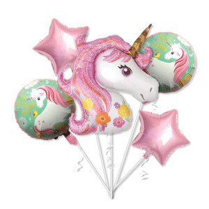 Ilmapallokimppu Unicorn Foil ilmapallot 5-s