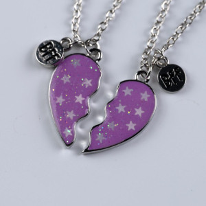 Busy Lizzie Necklace Best Friends Heart Purple