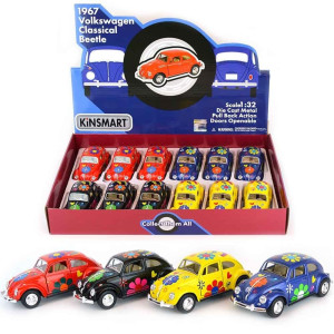 VW Beetle 1967 Floral Car with Pullback Yellow