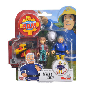 Brandman Sam Figuurit 2 kpl pakkaus Derek & Steel lisävarusteiden kanssa