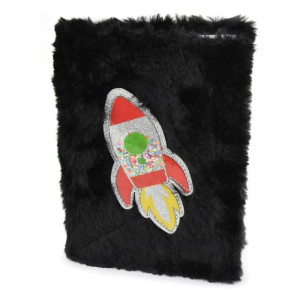 Muistikirja Pörröinen Avaruusraketti musta