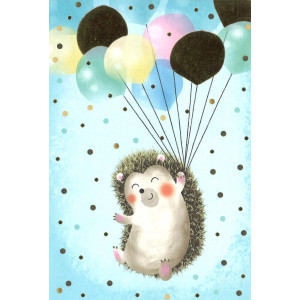 Onnittelukortti Siili ilmapalloilla Sininen