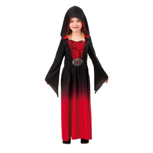 Maskeraddräkt Röd klänning med huva strl 122-134