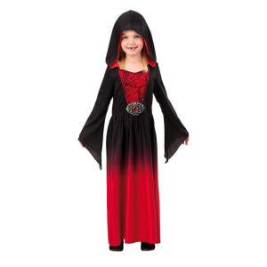 Maskeraddräkt Röd Klänning med huva strl 146-152