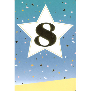 Tervehdyskortti 8 vuotta Star