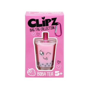 Clipz Boba Tea Bag Tag Strawberry Vaaleanpunainen