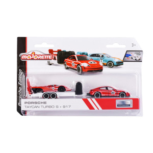 Majorette Porsche Race Trailer Taycan Turbo S + 917