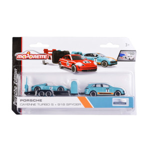 Majorette Porsche Race Trailer Cayenne Turbo S + 918 Spyder