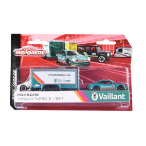 Majorette Race Trailer Porsche Taycan Turbo S + 934
