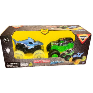 Monster Jam 1:43 Glowing Light Grave Digger & Megalodon