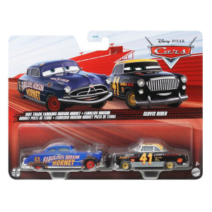 Disney Cars 1:55 2-pack Dirt Track Fabulous Hudson hornet & Clovis Rider