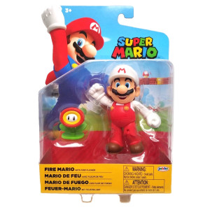Super Mario Hahmo 10cm w46 Fire Mario with Fire Flower