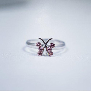 Busy Lizzie Ring Rhinestone Butterfly Pink