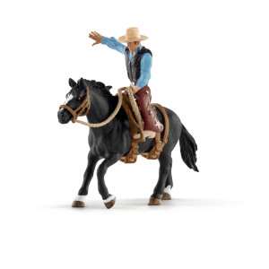 Schleich Saddle bronc riding with cowboy 41416